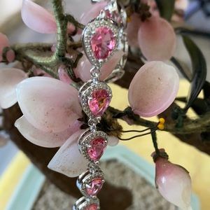 Vintage 925pink morganite & CZ bracelet